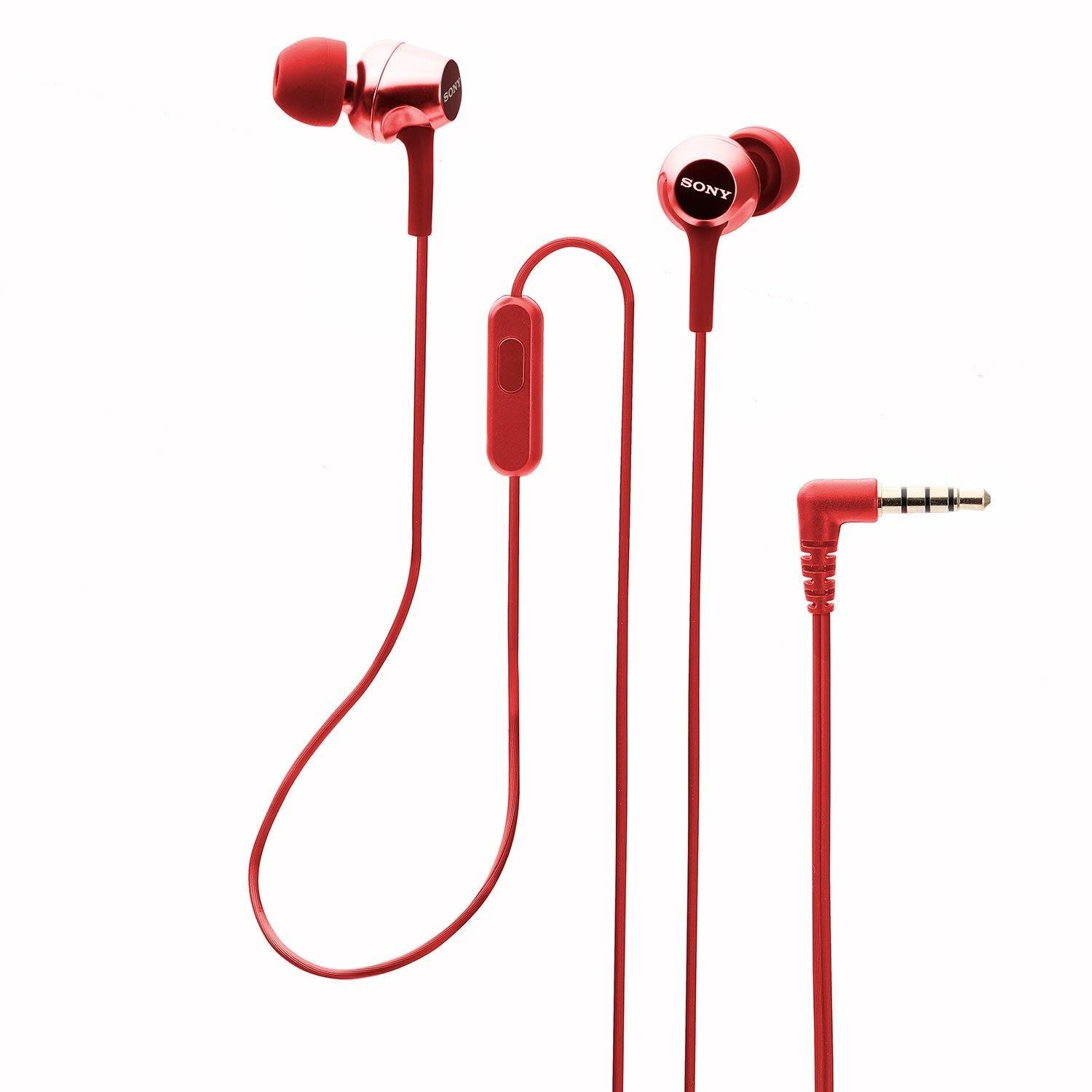 Sony MDR-EX155AP in-Ear Headphones with Mic, Red