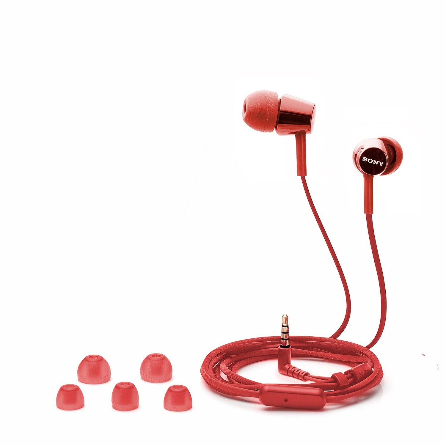 Sony MDR-EX155AP in-Ear Headphones with Mic, Red
