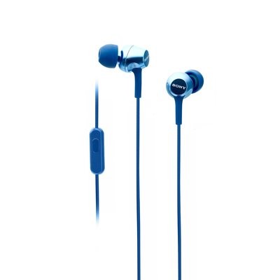 Sony MDR-EX255AP in-Ear Headphones with Mic, Blue Sony MDR-EX255AP in-Ear Headphones with Mic, Blue