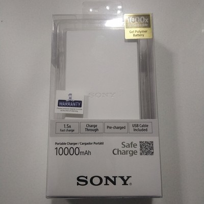 Sony 10,000mAh Li-Polymer Power Bank, White Sony 10,000mAh Li-Polymer Power Bank, White