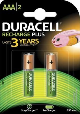 Duracell AAA, 2 Battery, 750mAh, Rechargeable Plus Duracell AAA, 2 Battery, 750mAh, Rechargeable Plus