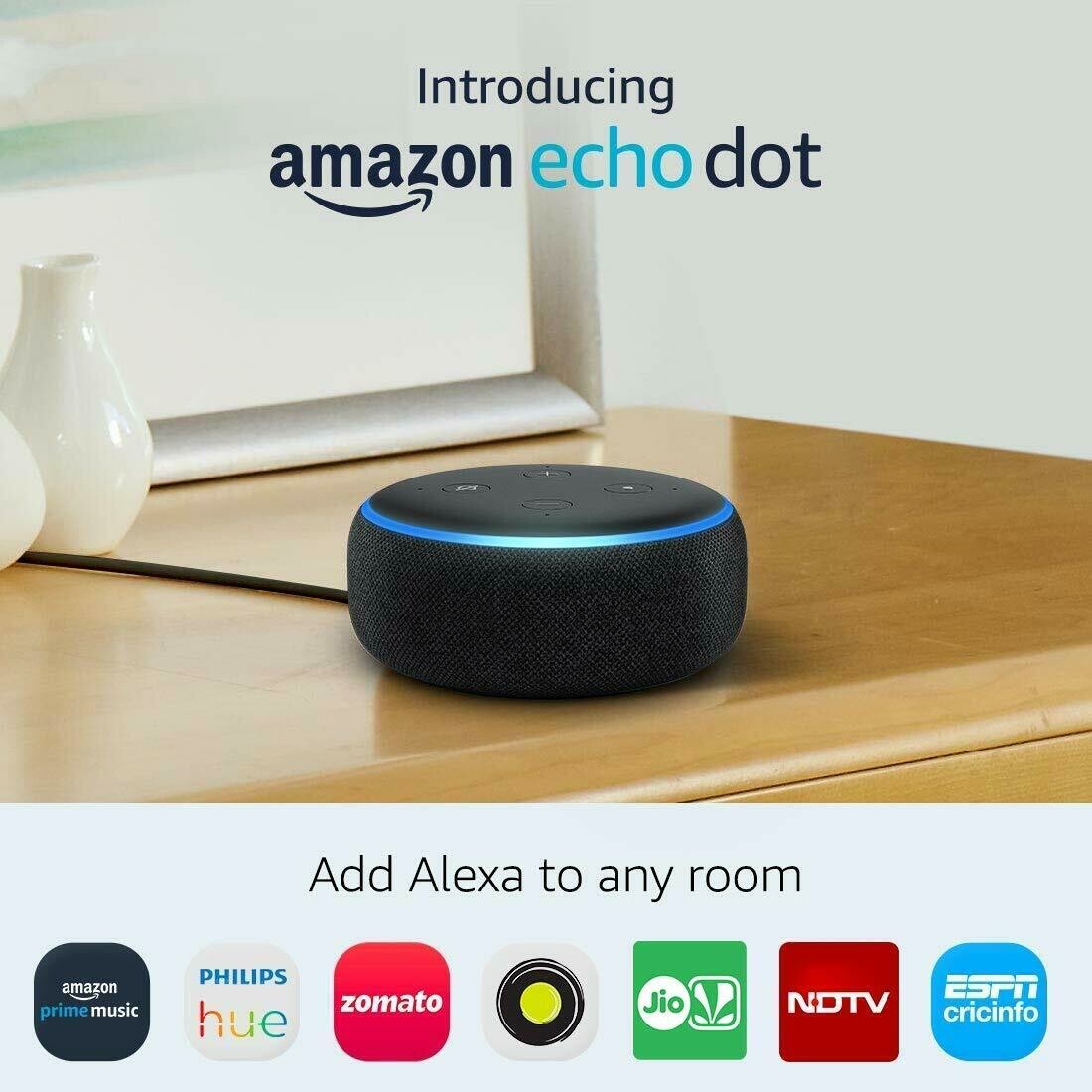 Amazon Echo Dot 3th Gen, Alexa Smart Speaker, Black