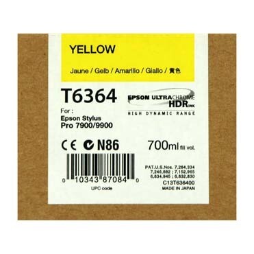 Epson T6364 Ink Cartridge, Yellow, 700ml