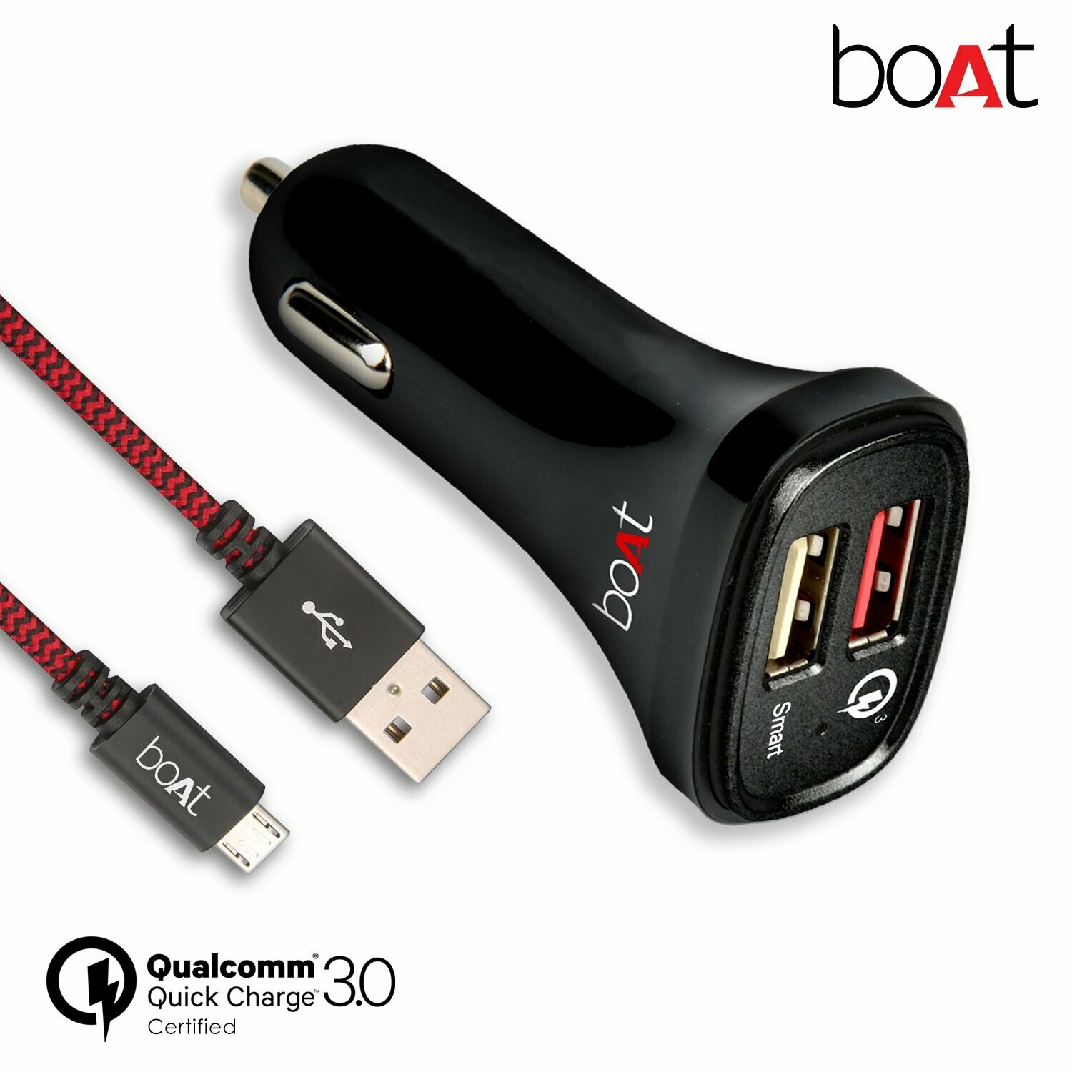 boAt Dual Port Rapid Car Charger + Micro USB Cable boAt Dual Port Rapid Car Charger + Micro USB Cable