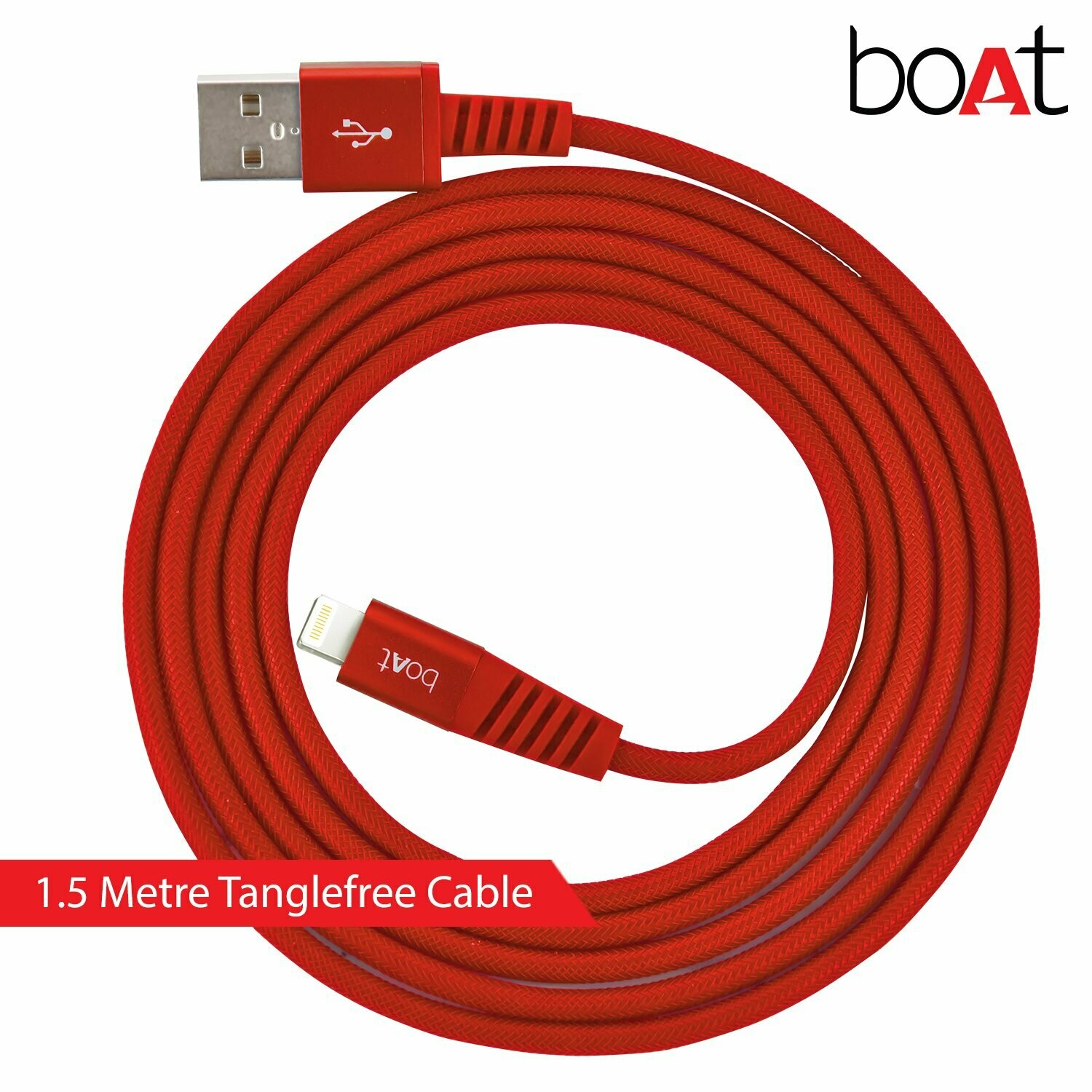 boAt 1.5mtr USB to Lightning Cable, Red