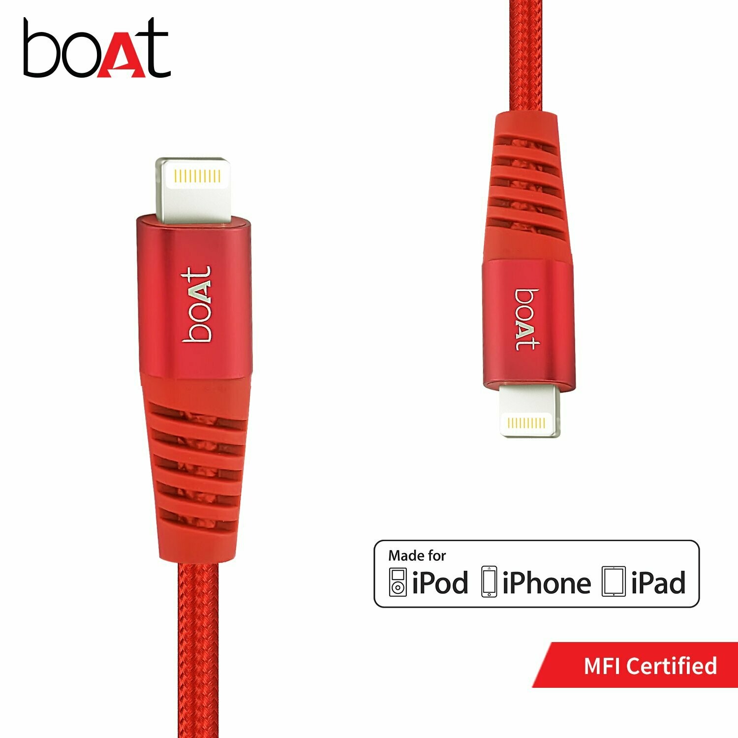 boAt 1.5mtr USB to Lightning Cable, Red