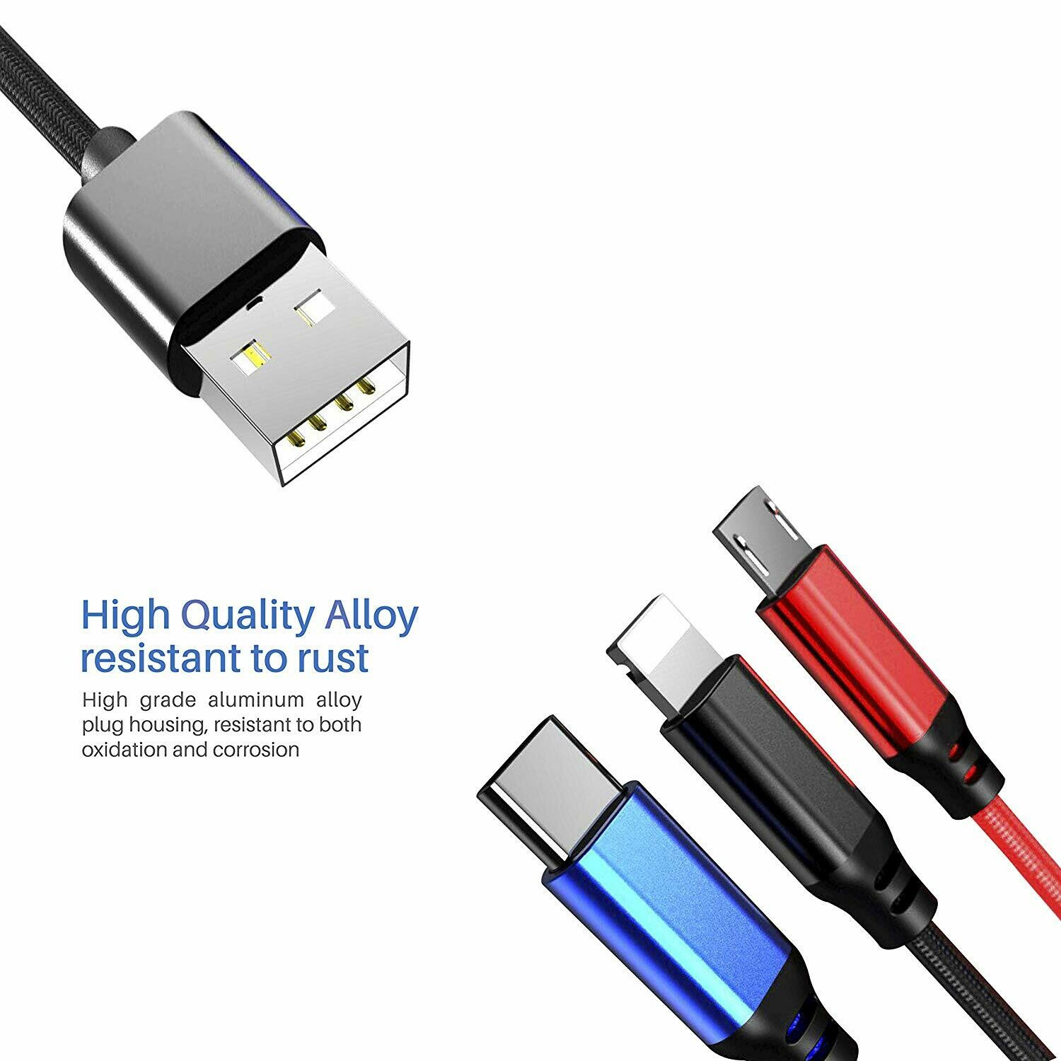 Sound One 1.2mtr USB to 3 in 1 Charging Cable