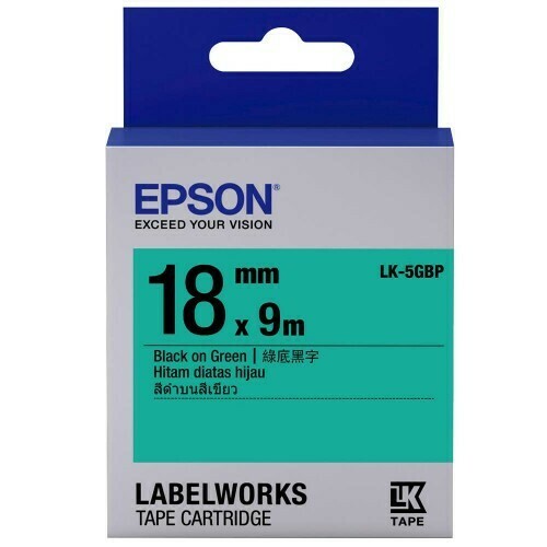 Epson LK-5GBP 18mm Black on Green Tape