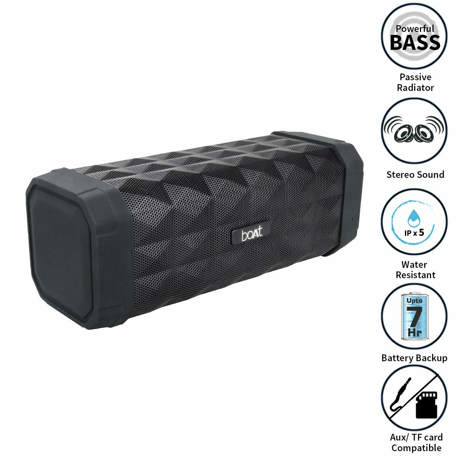 BOAT Stone 650 Wireless Bluetooth Speaker, Black BOAT Stone 650 Wireless Bluetooth Speaker, Black
