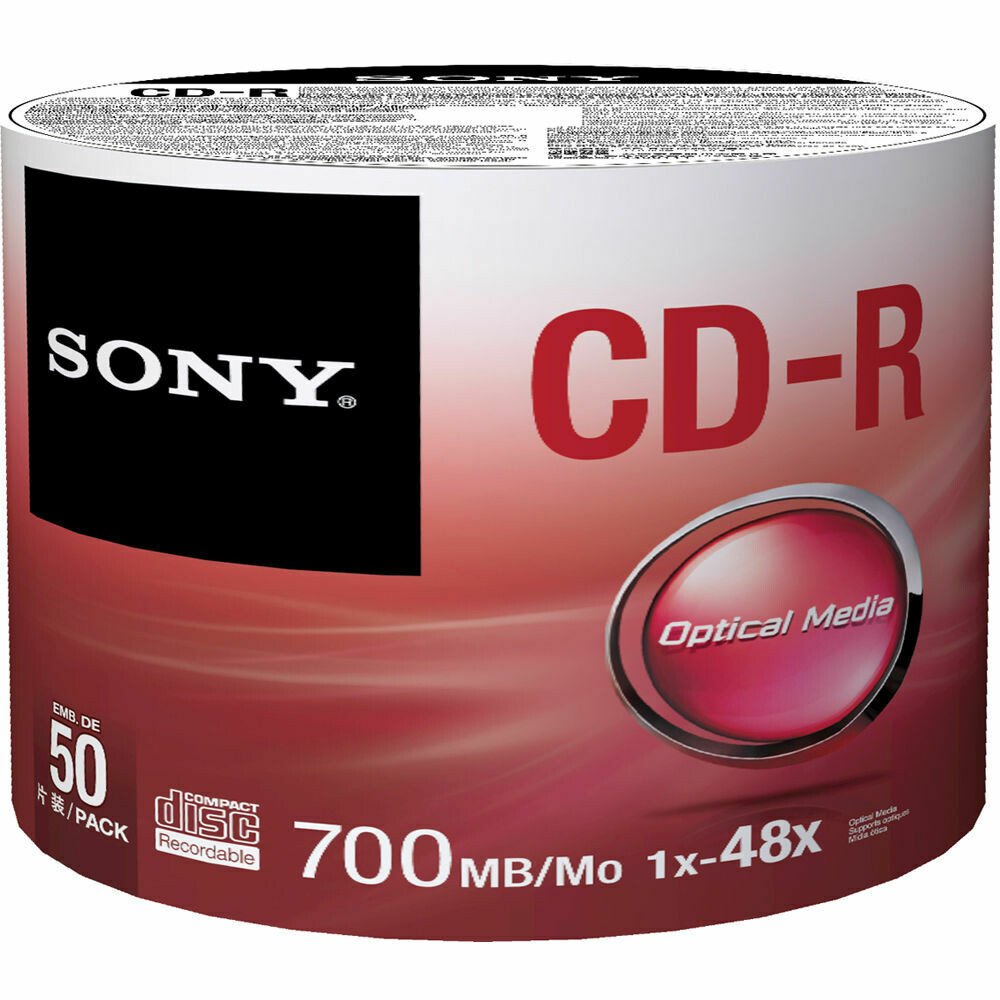 Sony CD-R Optical Media, Pack of 50-discs