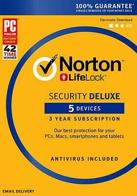 Norton Security Deluxe, 5 Devices, 36 Months
