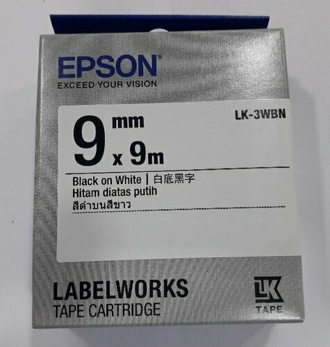 Epson LK-3WBN 9mm black On White Label Tape