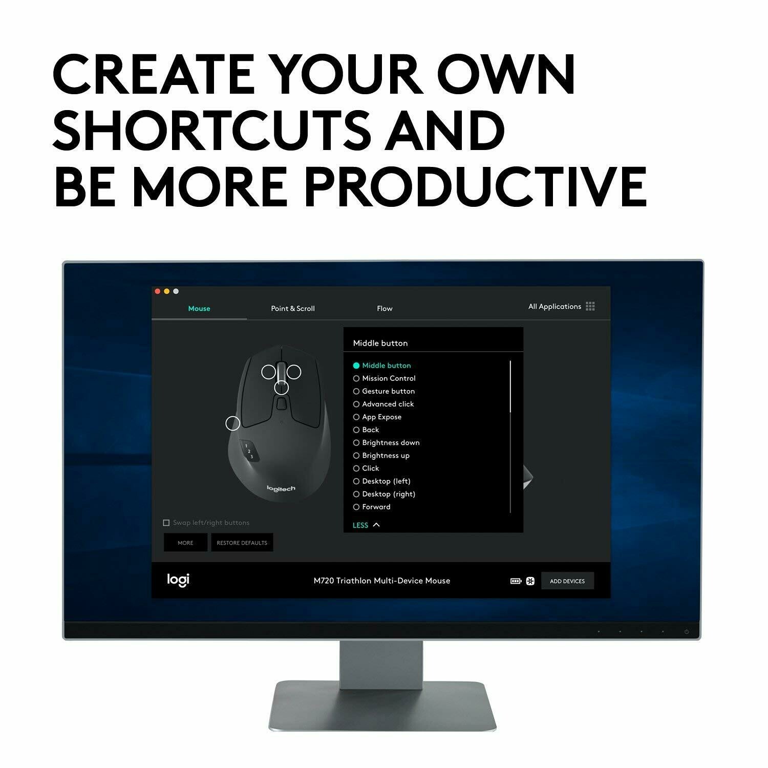 Logitech M720 Triathlon Multi-Device Wireless Mouse