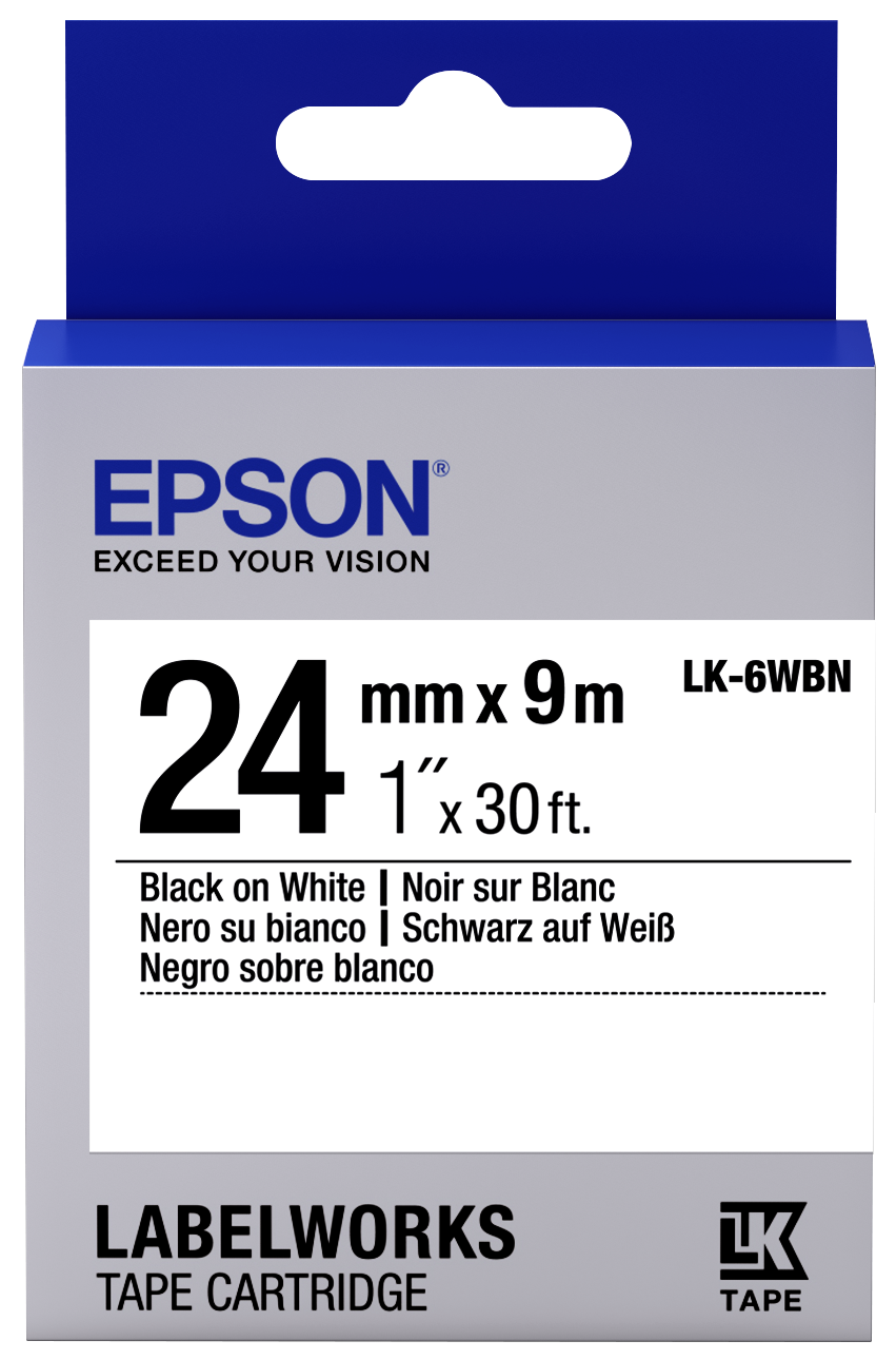 Epson LK-6WBN 24mm black On White Label tape Epson LK-6WBN 24mm black On White Label tape