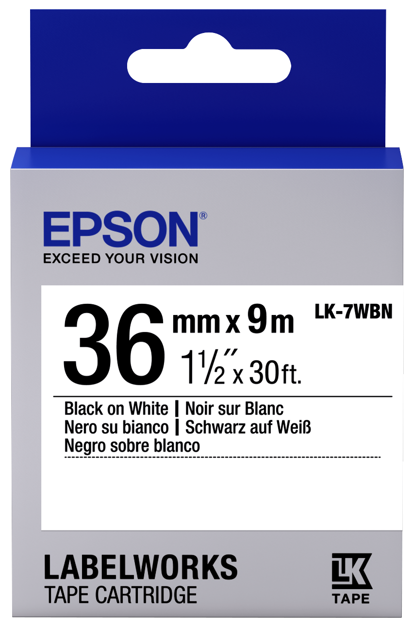 Epson LK-7WBN 36mm Black on White Label Tape