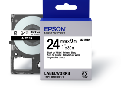 Epson LK-6WBN 24mm black On White Label tape