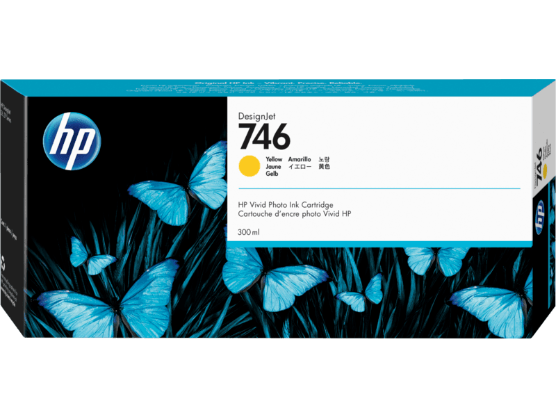 HP 746 Yellow DesignJet Ink Cartridge, 300ml (P2V79A)