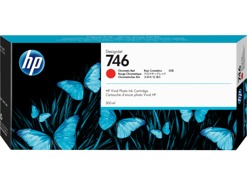 HP 746 Chromatic Red DesignJet Ink Cartridge, 300ml (P2V81A)