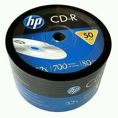 Postgrado  25 HP Blank 52X CD-R CDR Branded Logo 700MB Media Disc in Paper  Sleeve