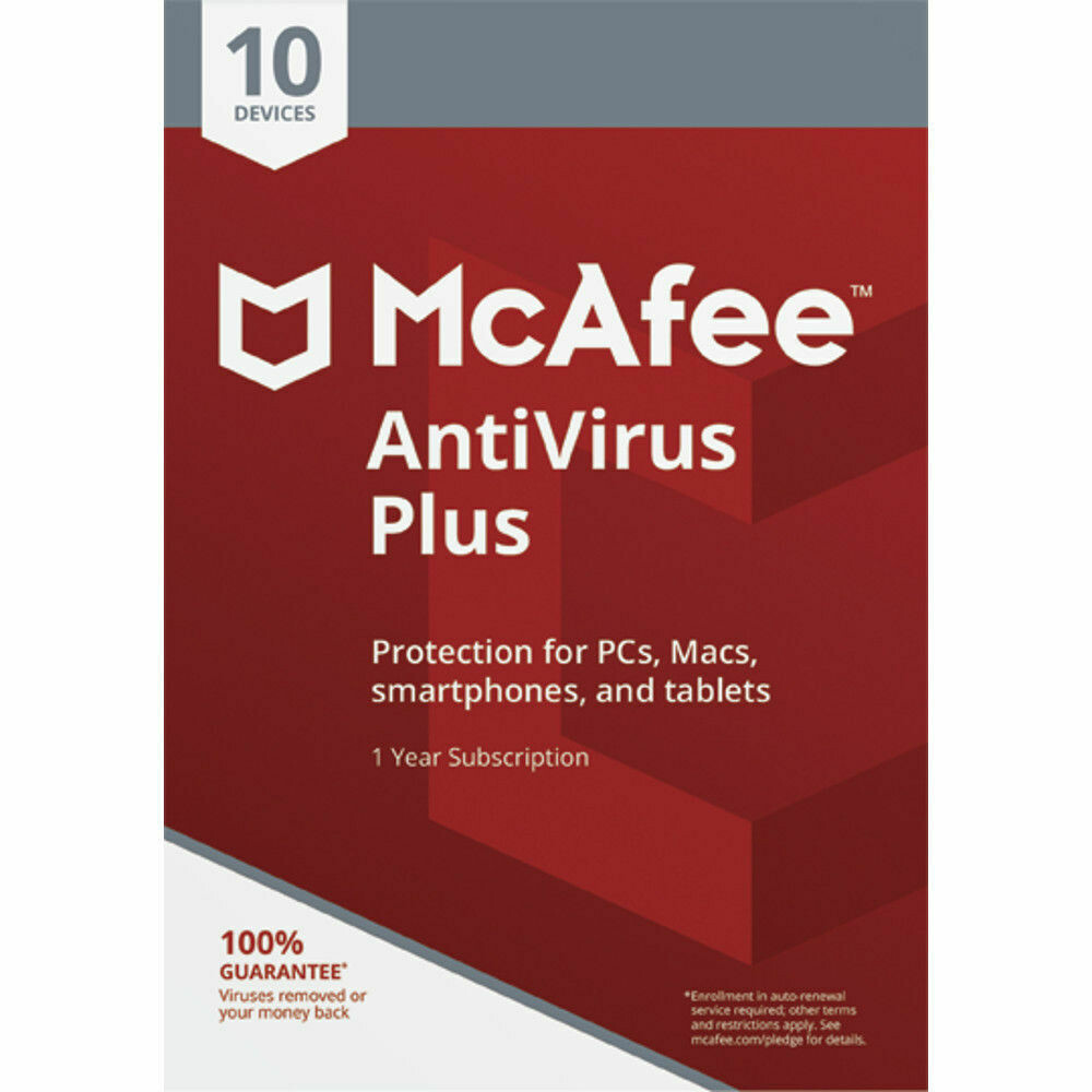 10 User, 1 Year, McAfee Antivirus Plus