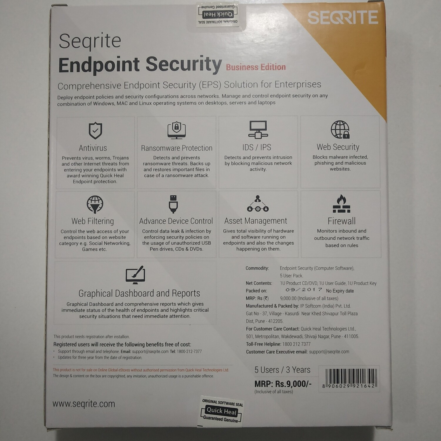 5 User, 3 Year, Seqrite Endpoint, Business Edition 5 User, 3 Year, Seqrite Endpoint, Business Edition