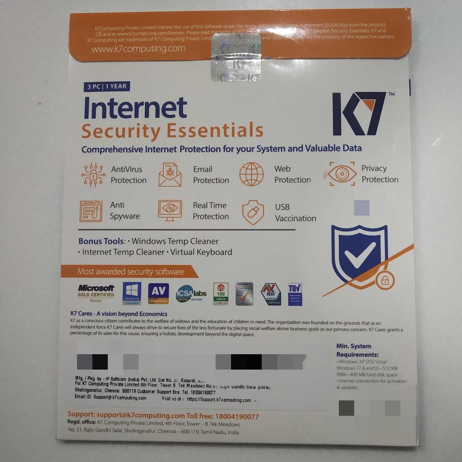 2 User, 1 Year, K7 Internet Security Essentials