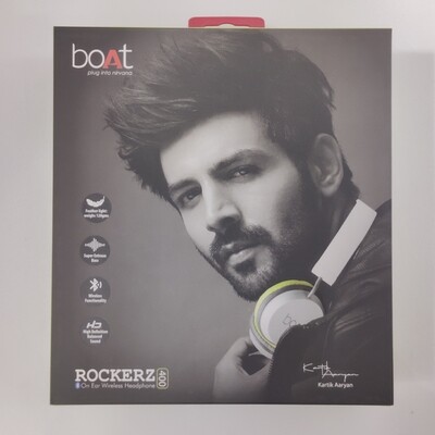 boAt Rockerz 400 Bluetooth On-Ear Headphones, Grey/Green