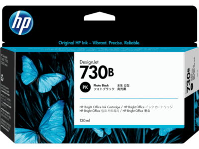 HP 730B 130-ml Photo Black DesignJet Ink Cartridge (3ED43A)