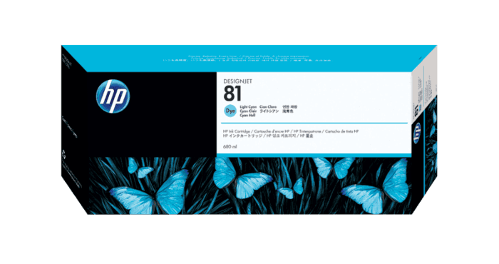 HP 81 680-ml Light Cyan DesignJet Dye Ink Cartridge