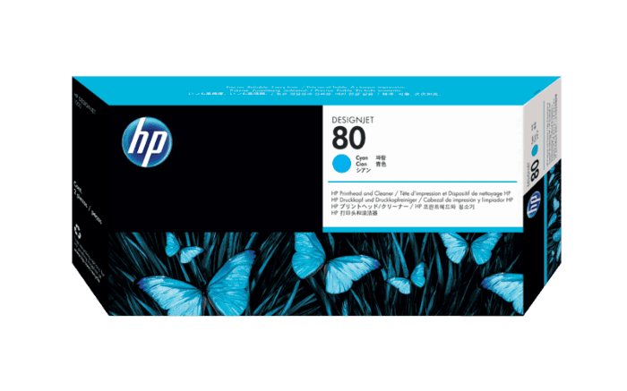 HP 80 Cyan DesignJet Printhead and Printhead Cleaner