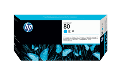 HP 80 Cyan DesignJet Printhead and Printhead Cleaner