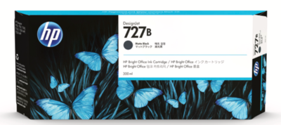 HP DesignJet 727 / 727B Matte Black Ink Cartridge, 300ml (3WX19A)