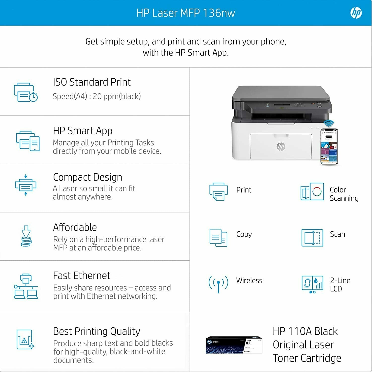 HP 136nw Multifunction Laser Printer