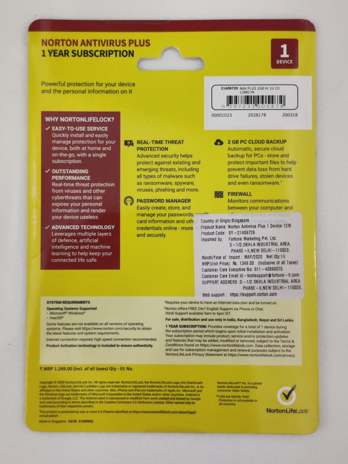 10 User, 1 Year, Norton Antivirus Plus