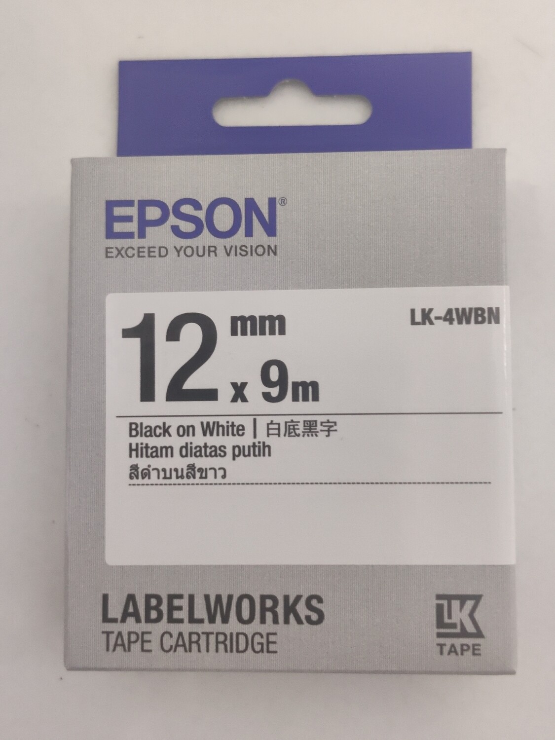 Epson LK-4WBN 12mm black On White Label tape