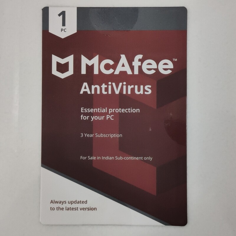 Renewal, 1 User, 3 Year, McAfee Antivirus