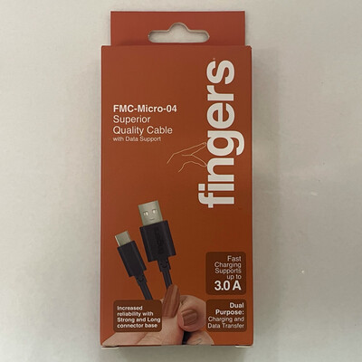 Fingers 1mtr Micro USB Cable, Black