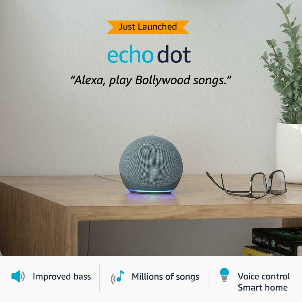 Amazon Echo Dot 4th Gen, Alexa Smart Speaker, Blue