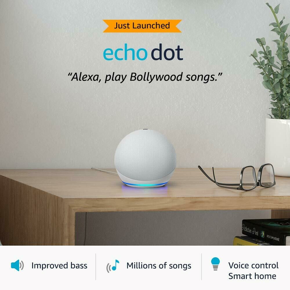 Amazon Echo Dot 4th Gen, Alexa Smart Speaker, White Amazon Echo Dot 4th Gen, Alexa Smart Speaker, White