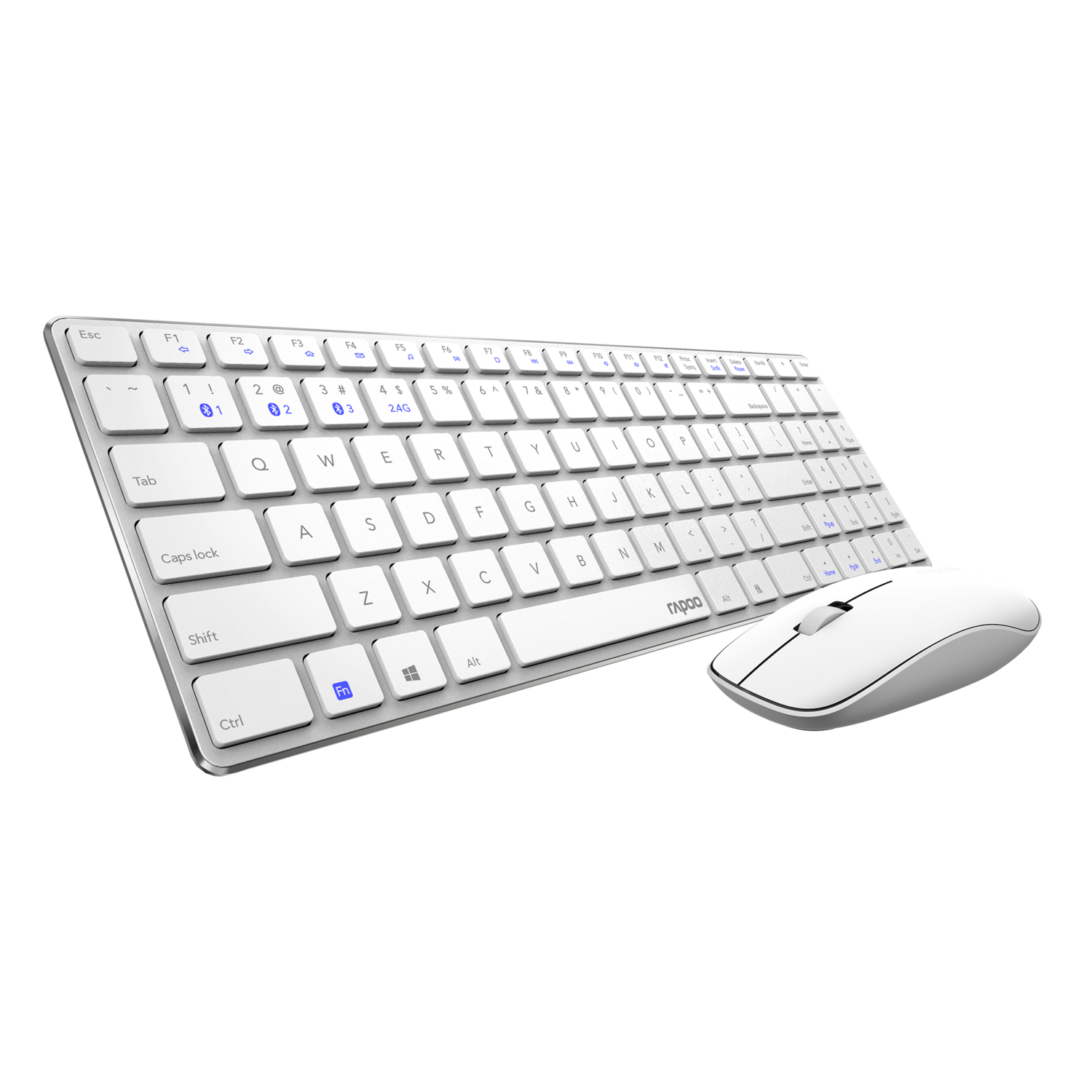 Rapoo 9300M Bluetooth Wireless Keyboard Mouse, White Rapoo 9300M Bluetooth Wireless Keyboard Mouse, White