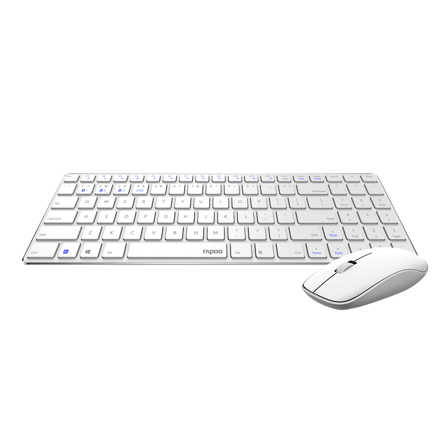 Rapoo 9300M Bluetooth Wireless Keyboard Mouse, White Rapoo 9300M Bluetooth Wireless Keyboard Mouse, White