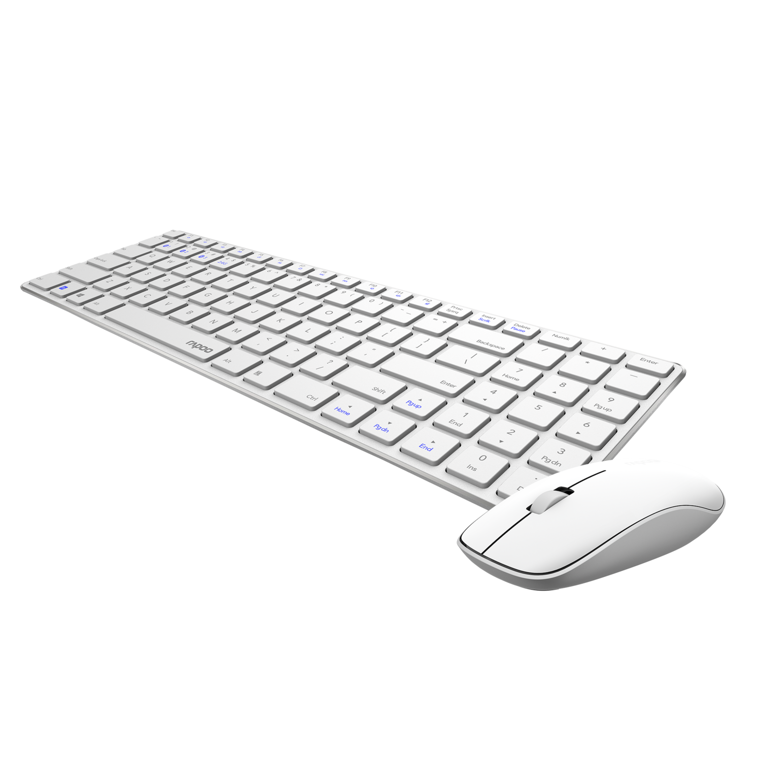 Rapoo 9300M Bluetooth Wireless Keyboard Mouse, White Rapoo 9300M Bluetooth Wireless Keyboard Mouse, White