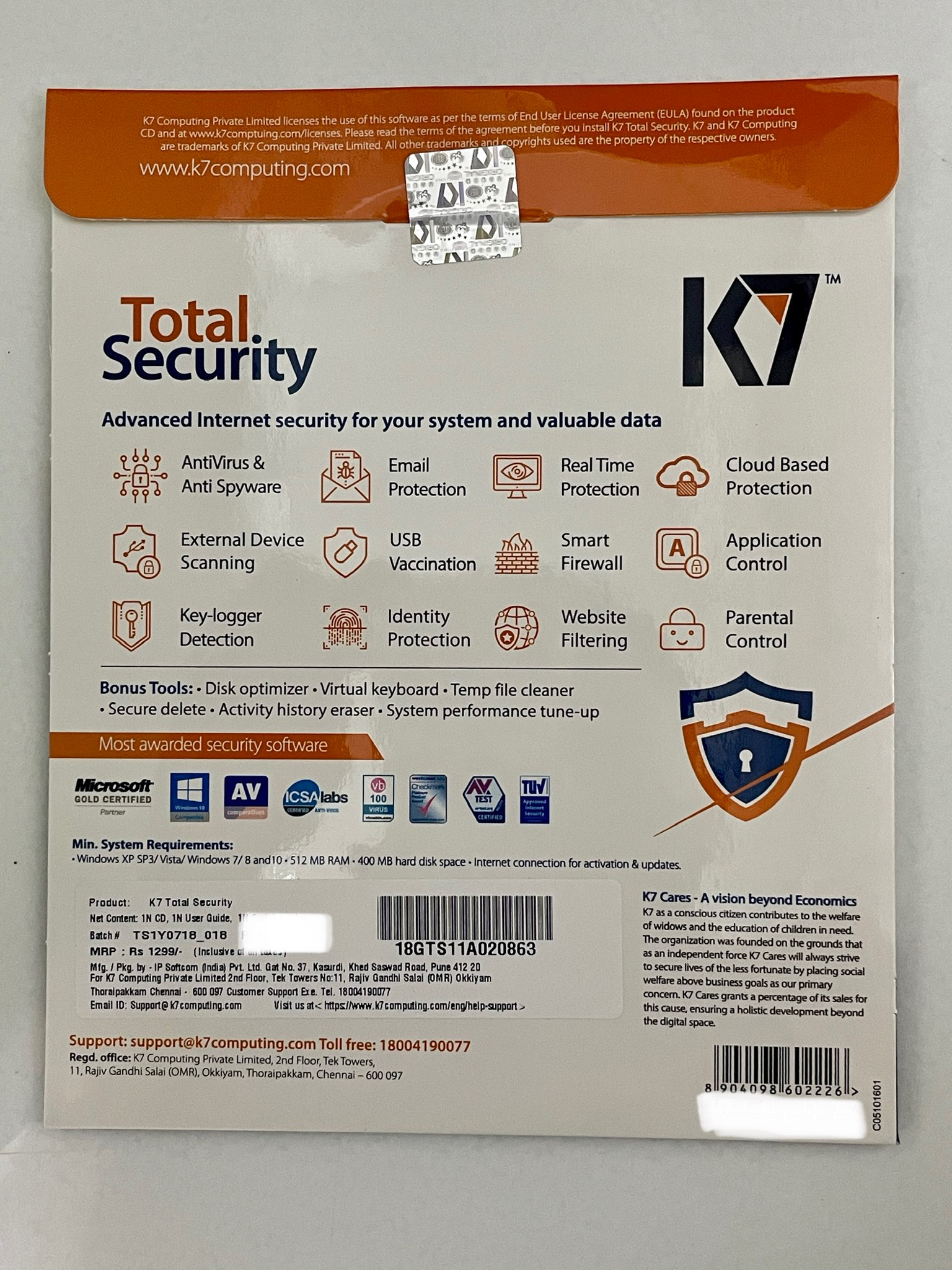 K7 antivirus total security price