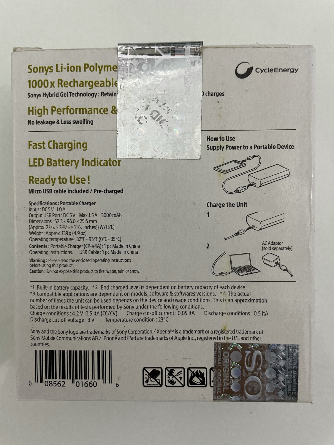 Sony 4700 mAh Li-Polymer Power Bank, Black