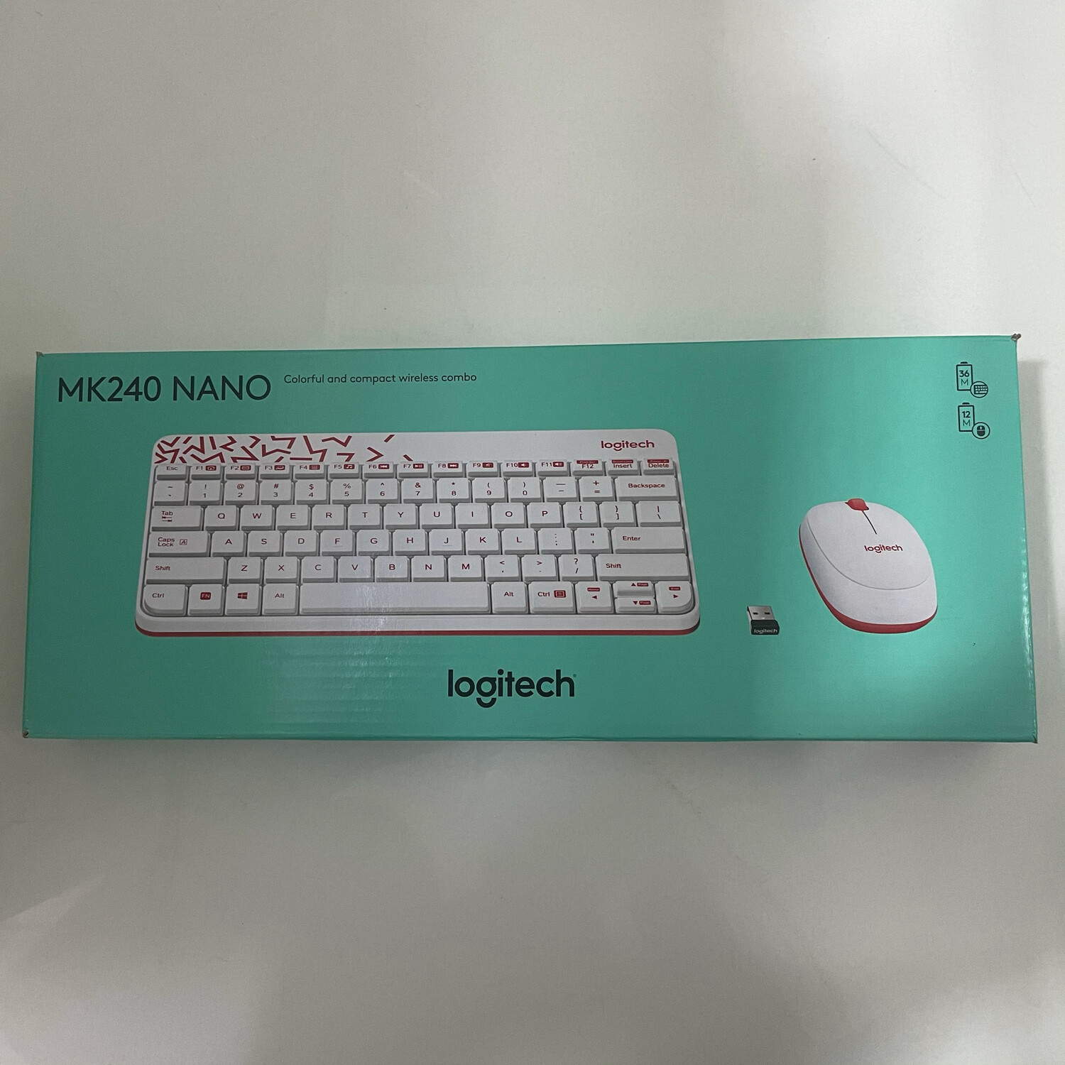 Logitech MK240 Wireless Keyboard Mouse, White