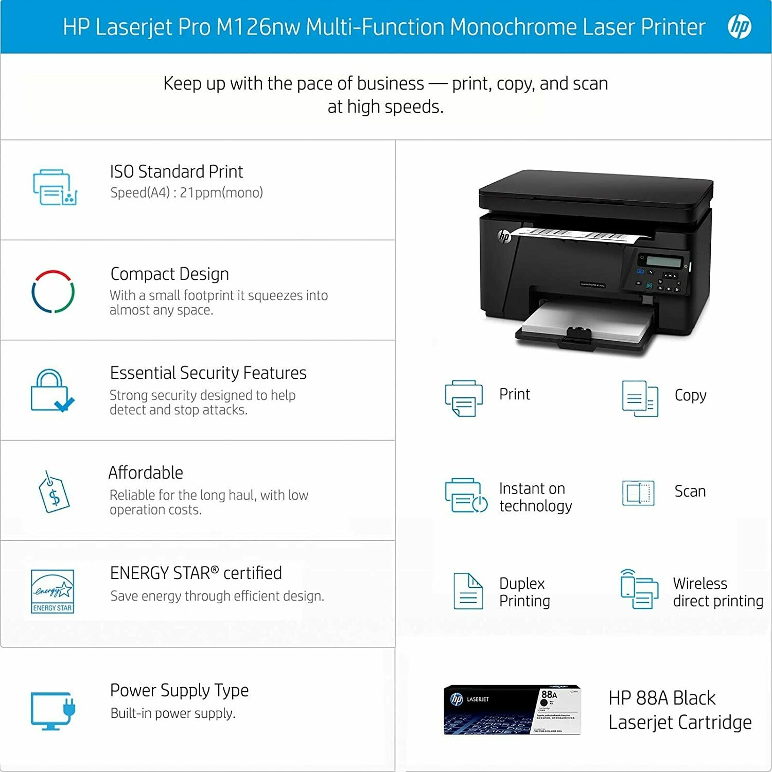 HP M126nw Multifunction 20ppm Laser Printer