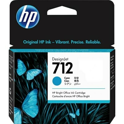 HP DesignJet 712 Cyan Ink Cartridge, 29ml (3ED67A)