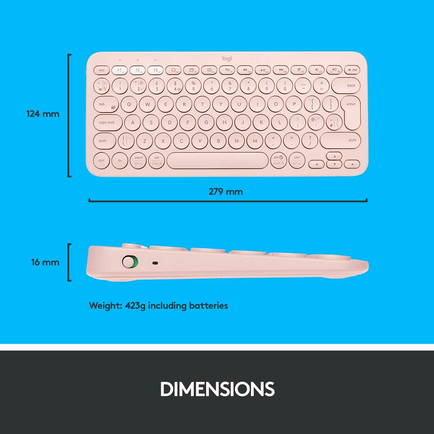 Logitech K380 Wireless Multi-Device Bluetooth Keyboard, Rose Gold Logitech K380 Wireless Multi-Device Bluetooth Keyboard, Rose Gold