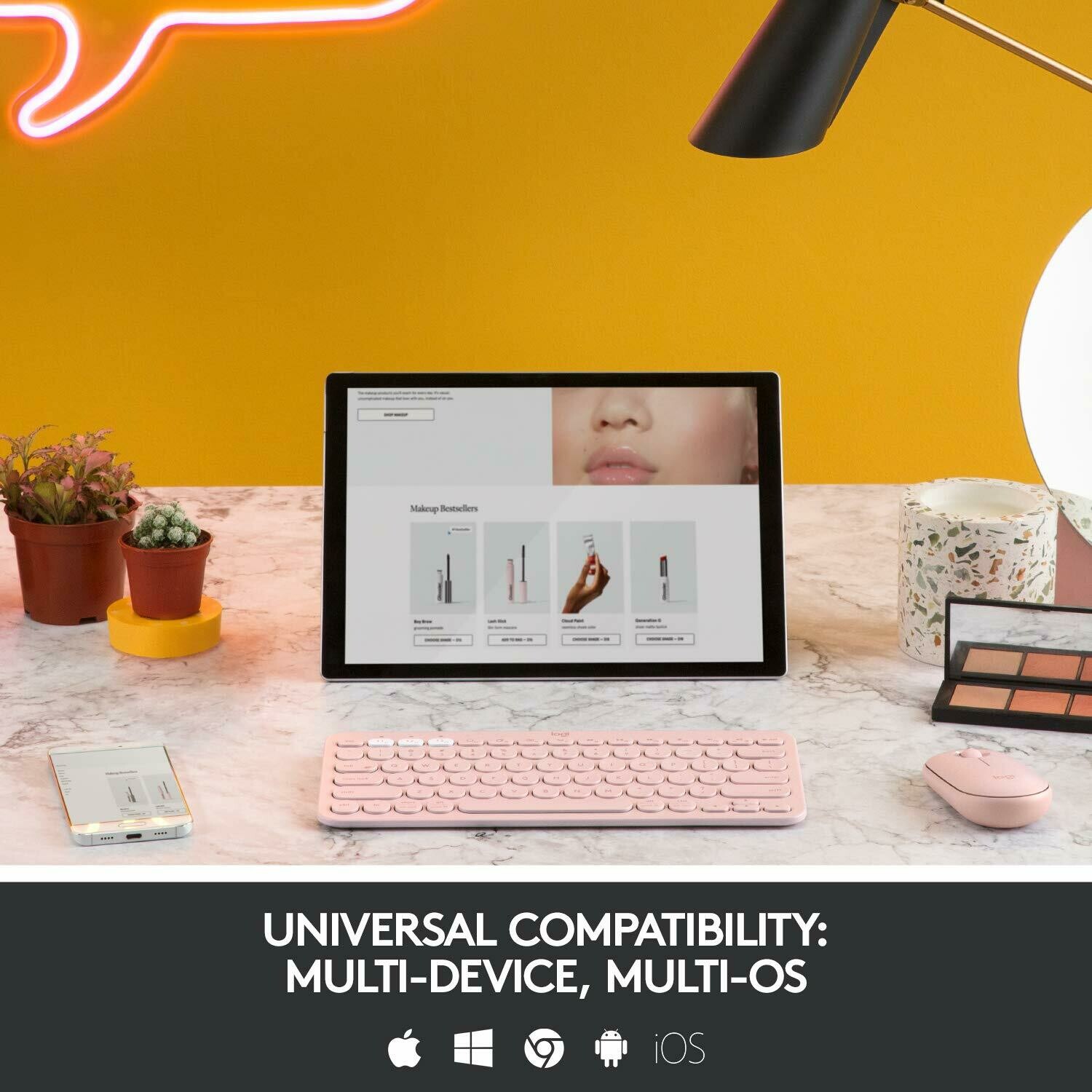 Logitech K380 Wireless Multi-Device Bluetooth Keyboard, Rose Gold Logitech K380 Wireless Multi-Device Bluetooth Keyboard, Rose Gold