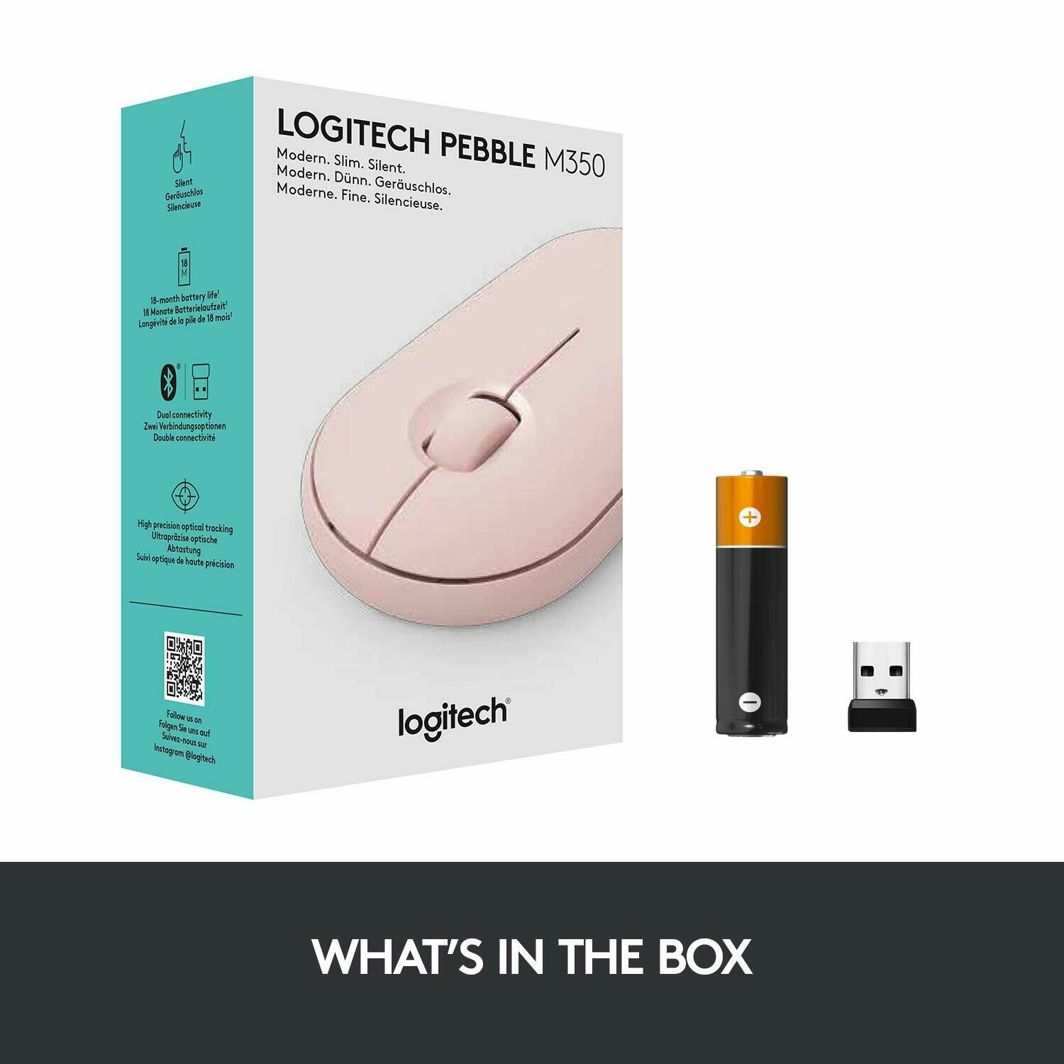 Logitech Pebble M350 Wireless Mouse , Rose